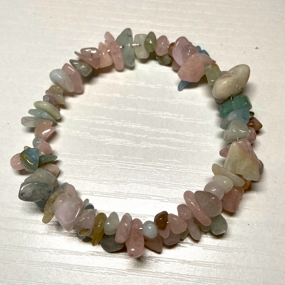 Handmade morganite (rare semiprecious stone) memory bracelet.